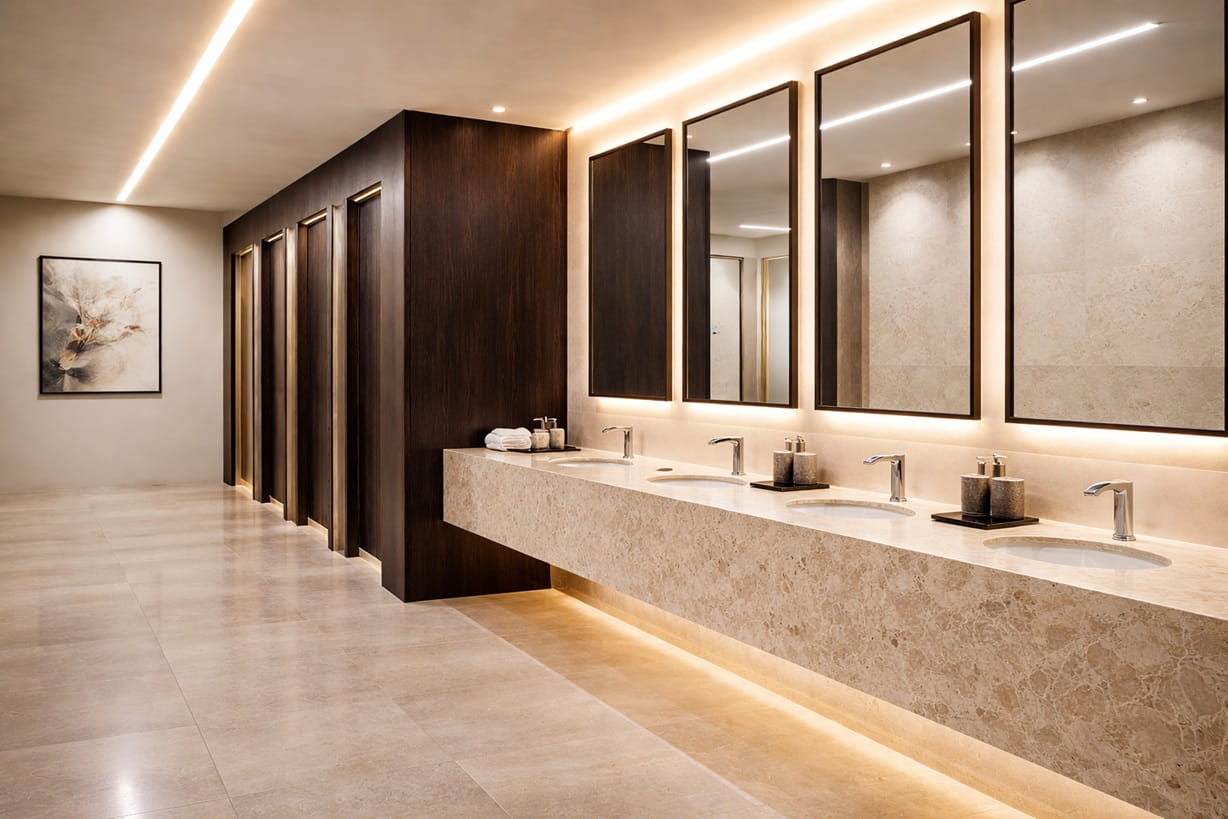 Marble vanity restroom